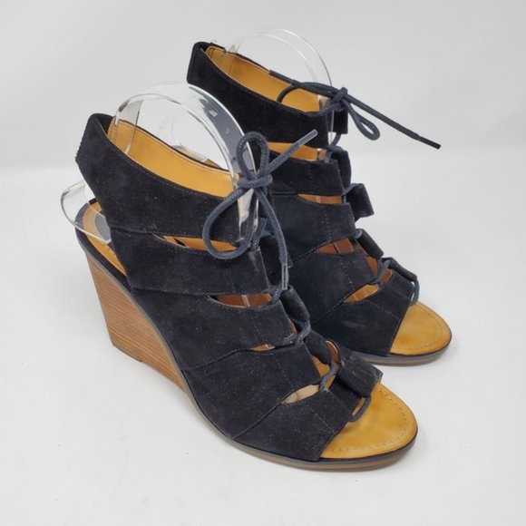 Melrose and Market Calista black lace up wedge sandal - Picture 1 of 10